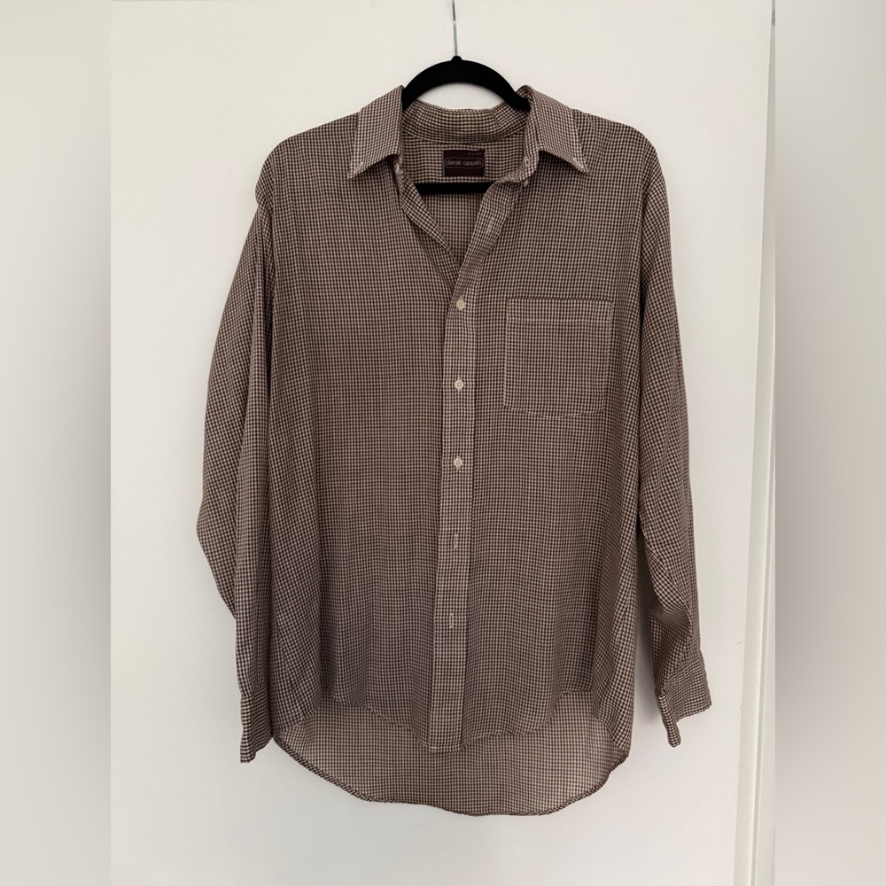 Vintage brown gingham oversized button down